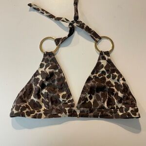 Letarte Brown Leopard Bikini Top with Gold Accents